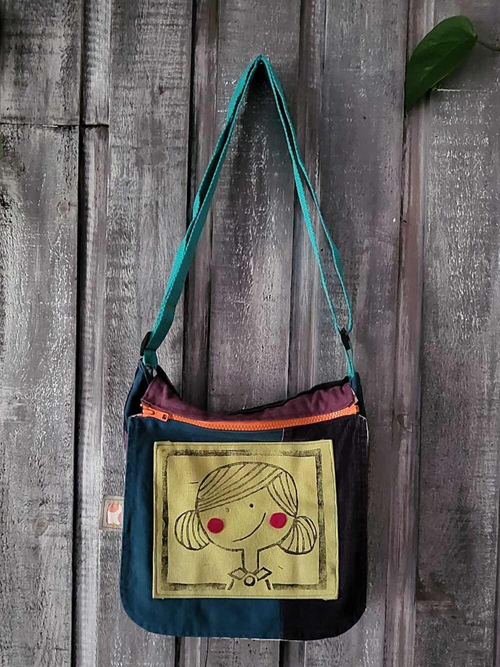 Reversible Crossbody Bag Detachable Panel Boho Canvas Floral Purse